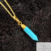 Elegant Blue Turquoise Pencil Pendant, Single Point Pencil Shape Pendant, Gold Electroplated Pendant, Dainty Women Pendant, Gift For Her